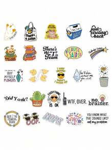 SHEIN 50pcs Funny Sarcastic Stickers Waterproof Cartoon Gifts For Journal Scrapbook Water Bottles Laptop Bumper Water Bottles Computer Phone And Decals