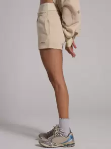 Musera Sport Elasticated Waist Jersey Mini Shorts Sport Fitness Active,Padel Tennis Racquetball Pickleball Gym Fitness - Apricot - View 3