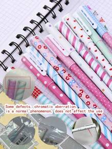 10 Colors Highlighter Pen, Office Supplies Back To School, 10pcs/5pcs Random Ditsy Floral Multicolor Neutral Water-Based Pen, Student Stationery - Multicolor - View 4