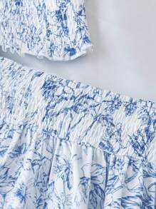 Trelyra Set de 2 piezas con top tubo y falda asimétrica de mujer con estampado floral (corte floral aleatorio)