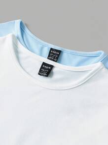 SHEIN BASICS 2pcs Solid Color Knitted Round Neck Long Sleeve Bodysuit For Women, Casual Summer Clothes - Baby Blue - View 4