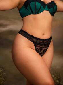 PinupGlam Tanga de encaje cómodo para tallas grandes