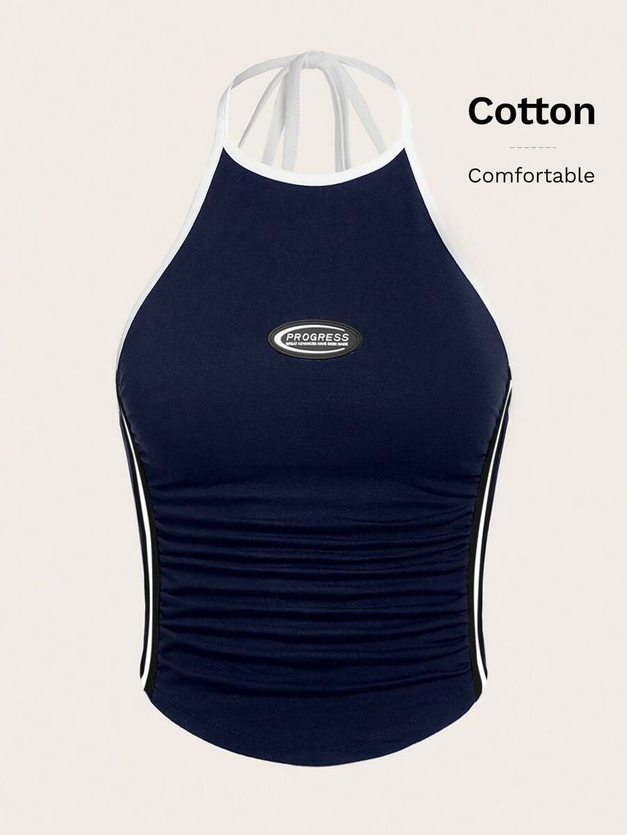 SHEIN ICON Women Color Block Spaghetti Strap Top With Contrast Trim - Navy Blue - View 1