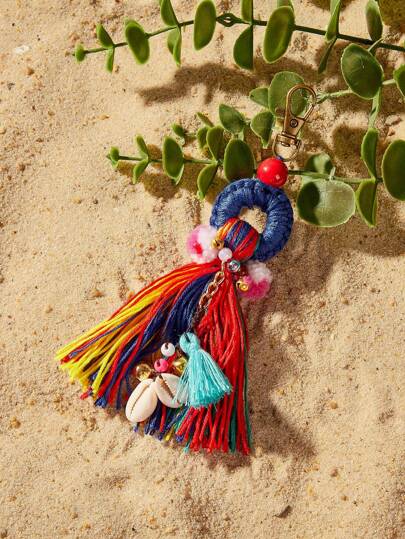 SHEIN SXY 女士包饰，流苏，时尚，简约，个性化，多功能，色彩鲜艳，波西米亚风格，贝壳，适合海滩，度假，节日，夏季，海边