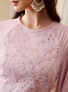 ZEYLAH 女士中长连衣裙，日常休闲时尚 - 藕粉色 - 查看 2