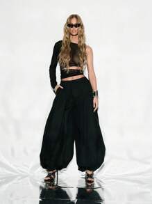 KIZN Comfortable Parachute Pants Wide Leg Balloon Trousers High Waist Harem Style Casual Festival Dance Street Fashion Loose Fit