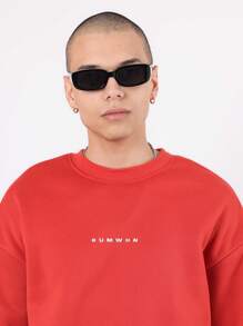 SUMWON Brooklyn Retro Streetwear Sweatshirt Urban Varsity Style Letter Print Casual Pullover Sweatshirt Athletic Crewneck Fall Winter Fashion - Red - View 3