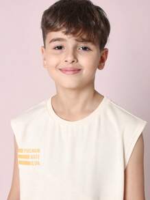 SUMWON Premium Skate Club Tank Top Sleeveless Athletic Tee Sportswear Youth Summer Casual Sports Street Style Training Workout Muscle Shirt - White - View 3