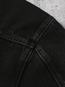 Manfinity EMRG Men's Corduroy Collar Washed Casual Loose Denim Jacket - Black - View 6