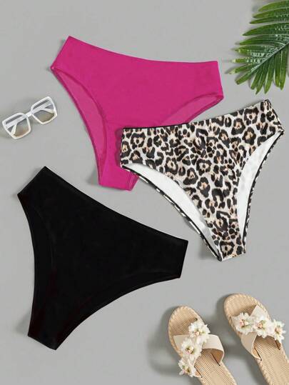 SHEIN Swim Curve 2025 3pcs Plus Size Women Assorted Floral Print Swimwear Bottoms, For Summer Beach Vacation