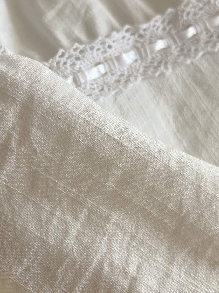 Elamini 無地 プリーツ フロント カジュアル 多様用途 ミニマリスト シャツ - ホワイト - 見る 5