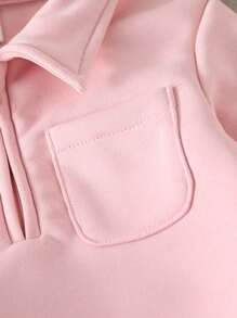 SHEIN Vintaside Kids 2pcs Baby Girls Casual Long Sleeve Top + Khaki Pants Set, Suitable For Outings Or Lounging - Pink - View 6