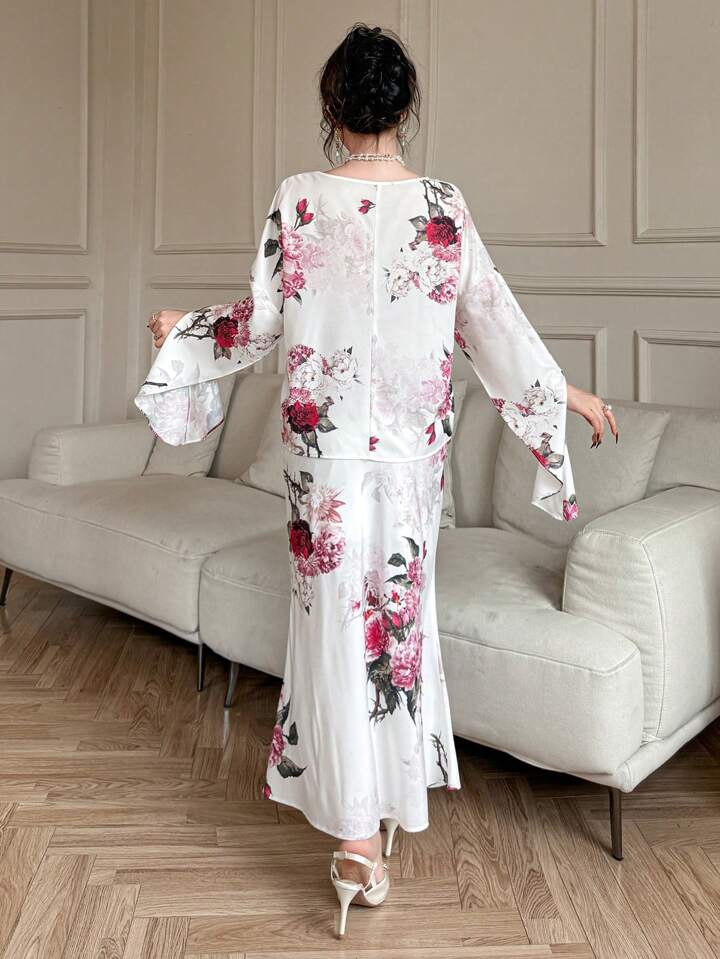 【 開梱 設置?無料 】 DAZY 2点セット レディース 花柄シフォンコーデ ラッフル仕様 パンツ