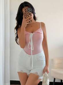 Chiquease Contrast Color Lapel Sweet Spicy Cropped Tank Top For Women, Figure Flattering, Layering, Unique Design Undershirt - Multicolor - View 1