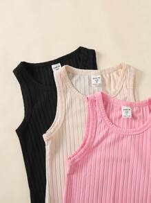 SHEIN Abito casual di moda per giovani ragazze, monocolore, con collo rotondo, senza maniche, attillato. Offerta: acquista 1 e ne ricevi 3