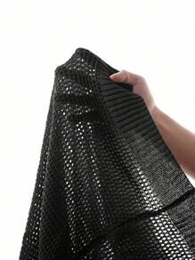 Manfinity Homme Men's Solid Color Round Neck Short Sleeve Pocket Casual Knit Sweater Pullover Sweater Men Men Knit Tops Knit Top Men