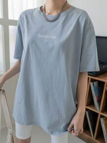 DAZY Camiseta De Hombro Caído Con Gráfico De Letra