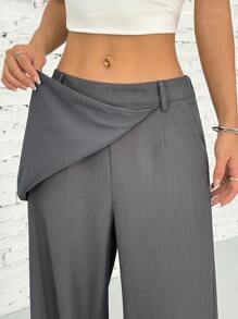 SHEIN EZwear 优雅系带蝴蝶结无袖 V 领背心夹克 - 灰色 - 查看 5