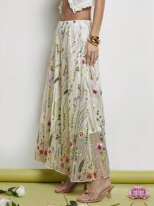 COSMINA 女士松紧腰花卉刺绣长裙 - 彩色 - 查看 6