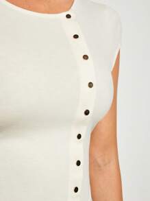 COSMINA Women Slim Fit Elegant Cream Color Office/Commute Mini Dress, Spring/Summer - Cream - View 7