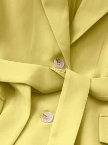 SHEIN Clasi Women's Solid Color Lapel Neck Single-Breasted Casual Sleeveless Blazer - Yellow - View 4