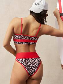 VARSIVA 女士夏季海滩豹纹时尚比基尼泳裤 - 紅色 - 查看 3