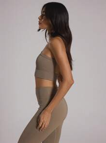 Musera Sport Nahtloser Sculpt Rückenausschnitt Neckholder Gerippter Sportbh Sport Workout Aktiv Gym, Padel, Tennis, Pickleball Gym Fitness - Braun - Übersicht 3