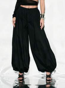 KIZN Comfortable Parachute Pants Wide Leg Balloon Trousers High Waist Harem Style Casual Festival Dance Street Fashion Loose Fit