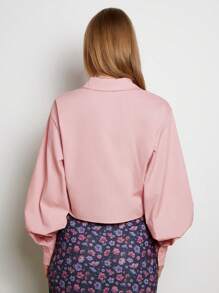 COSMINA Women's Elegant Loose Fit Casual Pink Blouse, Spring/Summer - Pink - View 2