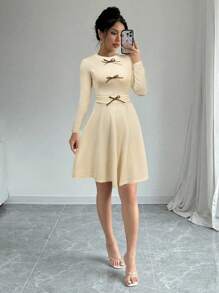 SHEIN Privé Vestido elegante de mujer con lazo para ocasión especial