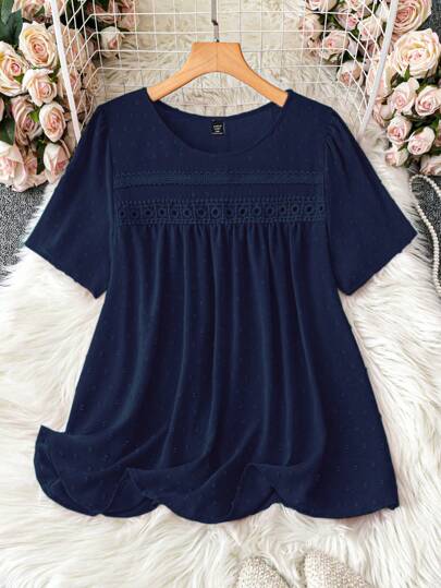 SHEIN LUNE 大码纯色提花休闲衬衫，适合日常穿着，适合新年服装