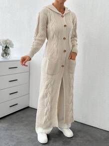 EURMUSE Cardigan With Detail And Long Special Button Detail+ 480 - Apricot - View 7