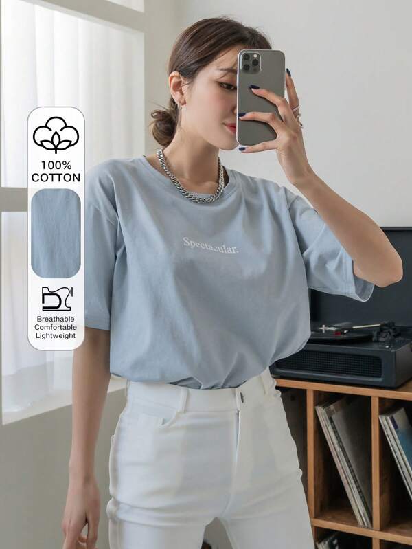 DAZY Letter Graphic Drop Shoulder Tee