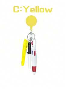 1 Set Nurse Pen Set - 1 Pc Highlighter Pen 1pc Marker Pen 1pc Retractable Ball Pen 1pc Nurse Retractable ID Name Badge Reel - Multicolor - View 12