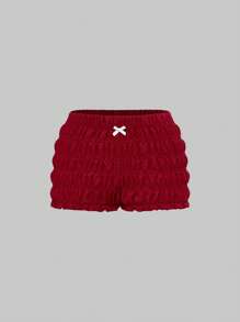 ROMWE Kawaii 2 件套女童休闲樱桃印花蕾丝拼接吊带背心和褶皱超短裤套装 - 彩色 - 查看 3