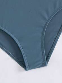 Tween 女童花卉印花海滩度假泳衣套装 - 深灰色 - 查看 4