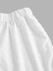 SHEIN Essnce 2025 Boho Chic High Waisted Palazzo Pants With Pockets - Summer Embroidered Wide-Leg Beach Pants For Women, Lightweight & Breathable Casual Linen (White) - White - View 6