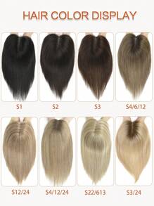 女式直發頭飾真人發，10 英寸女式髮飾無劉海頂接發發片適合稀疏頭髮假髮 - S2 - 查看 6