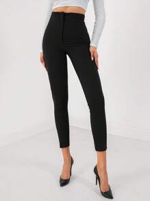 RueChic High Waist Skinny Pants - Black - View 4