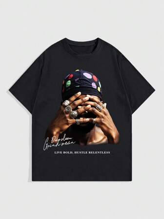 Street Life Camiseta de manga corta con estampado de ojos oscuros en estilo gótico para hombres, verano