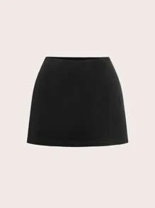 Easelle Black Velvet Bow Decor Backless Halter Top And Mini Skirt Fitted 2 Pieces Set - Black and White - View 5