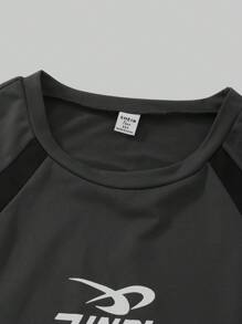 SHEIN 青少年男孩街头风格字母印花圆领背心，适合休闲聚会、校园、滑板、娱乐、家庭用餐