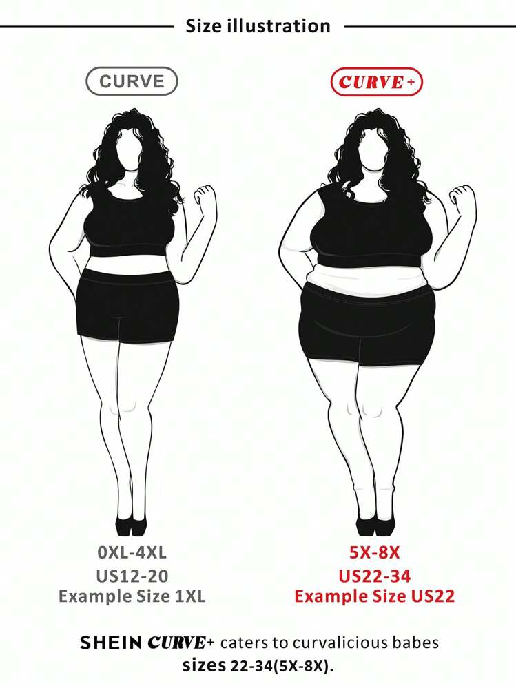 SHEIN CURVE+ Plus Denim-Effect & Floral Print Summer Leggings - Blue - View 9