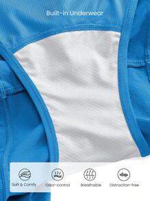 GLOWMODE 2.5 英寸 VitalSwift 快干高腰可调节抽绳短裤，内置防臭内裤，后拉链口袋，高强度健身跑步训练 - Blue Power - 查看 4