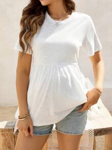 SHEIN Camiseta de maternidad de unicolor, minimalista y de moda para el verano