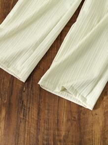 SHEIN Tween 女童花卉刺绣无袖上衣和直腿七分裤套装