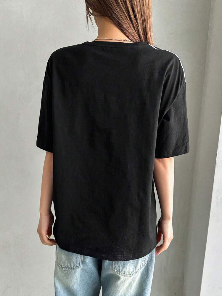 Letter Graphic Drop Shoulder Tee Jersey