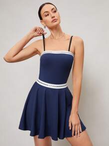 Activina Women Sports Set - Camisole Top And Mini Skirt - Navy Blue - View 4