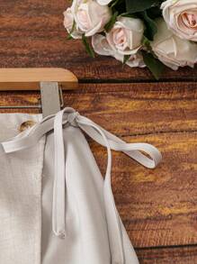 Al Najma 女士休闲刺绣抽绳裙，休闲度假 - 杏色 - 查看 4