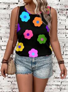 EMERY ROSE Camiseta de tirantes con estampado floral, talla grande, uso casual de verano - Multicolor - Ver 2